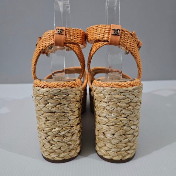 Sam Edelman April Espadrille Wedge Sandal Womens 9.5 Raffia Orange Platform NEW - Picture 9 of 13